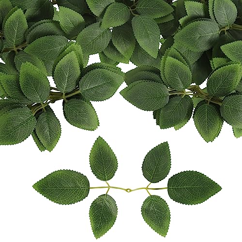 80pcs Rose Leaves Greenery Artificial Fake Green Leaves Bulk for DIY Wedding Bouquets Centerpieces Party Decorations - color: 80pcs 6-leaf Rose Leaves