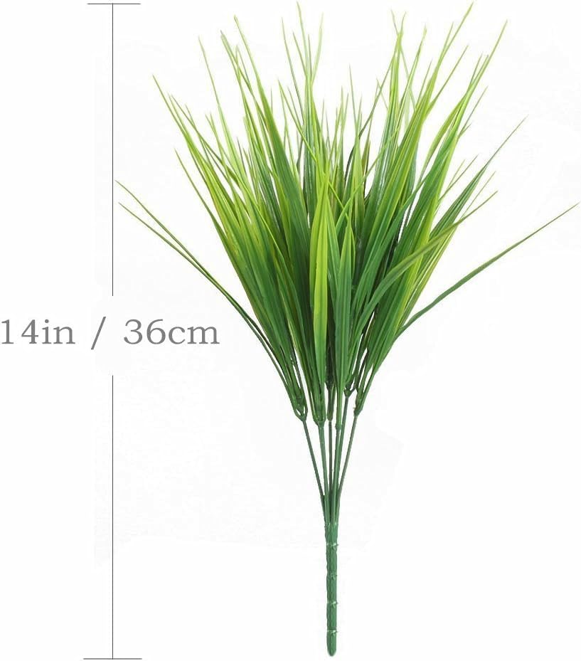 Artificial Wheatgrass Outdoor Plants, Fake Wheat Grass Shrubs UV Resistant Greenery Faux Plastic Plant for Indoor Home Decor Garden Porch Office Wedding Christmas Planter Filler Decoration 12 Bundles - color: Wheat Grass-12 Pcs