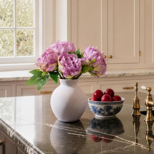 Ceramic Flower Vase Home Decor, 6 in Farmhouse Table White Vases Rustic Vintage Living Room Kitchen Bedroom Decorations Pottery Decorative Vases for House Shelf Office Coffee Desk Dining Fireplace - color: 6 in - White