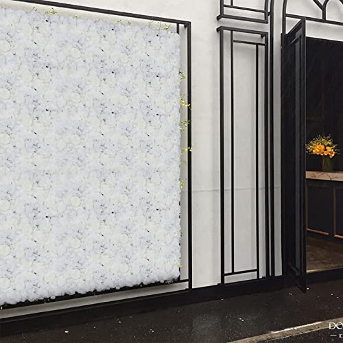 Artificial Flower Wall Panels, Silk Wedding Flower Wall Backdrop Panel, 3D Floral Panel Artificial Floral Wall Mat Flower Screen for Photo Party Wedding Wall Background Decor (6PCS Ivory White) - color: 6pcs Ivory White