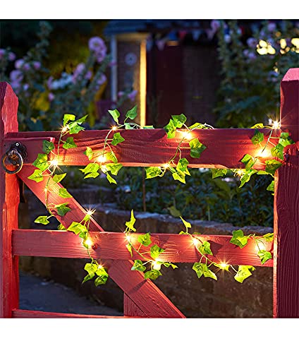 Contatto 41 Feet Solar String Lights with Waterproof LED Outdoor Decor, Artificial Ivy Vines, Patio, Balcony, Garden, Party - size: 41FT Solar Powered