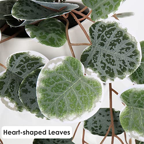 Briful Fake Plants Indoor 16'' Artificial String of Hearts Plants with Ceramic Pot Faux Draping Vine Plants for Home Bathroom Table Shelf Office Hotel Decor - color: Green