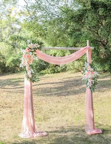 Lisuun Wedding Arch Flowers, Artificial Flowers for Decoration, Large Flower Swag for Boho Styles Wedding Ceremony Floral Decor - Pack of 2 - color: Champagne & Pinkish White
