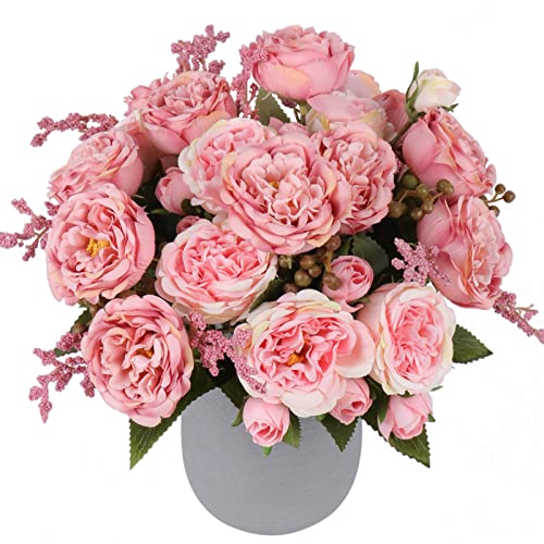 Artificial Peonies Silk Flowers, Pink Faux Peony Bouquet 4 Bundles Florals Arrangements for Farmhouse Home Boho Wedding Table Centerpiece, Fake Plastic Flowers Bulk for Vase Decoration (Blush Pink) - color: Blush Pink, size: 4PCS
