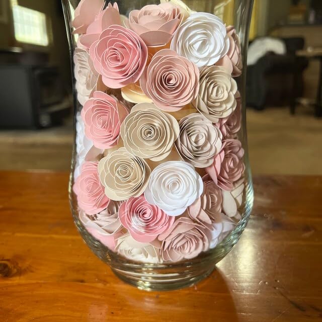 Mverse 3D Mini White Roses Artificial Flowers, Mini Paper Flowers Decorations for Custom Shadow Box Frame, Handmade Crafts DIY Gift (18 Pieces, Milky) - color: 05- Milky