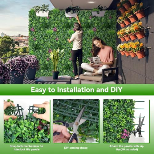 Artificial Grass Wall Roll Panels, 40"x120"(33.33 SQFT) UV-Resistant Plant Greenery Fake Boxwood Backdrop for Outdoor Patio, Garden, Wedding & Home Décor - size: 40x120 IN 1PC