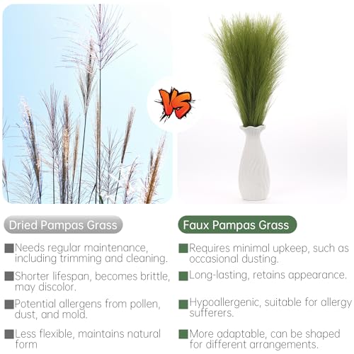Faux Pampas Grass Decor ， 21.7 Inch Artificial Pampas Grass Grass Green Reed Grass, Vase Filler for Home Decor, Room, Bathroom, Wedding, Table Centerpiece - 20PCS - color: Grass Green