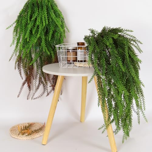 RECUTMS 4 Pack Artificial Hanging Plants Fake Hanging Ferns Plants UV Resistant Artificial Fake Ivy Vines Greenery for Outdoor Wall House Room Garden Wedding Party Holiday Indoor Decor - color: Red Ferns