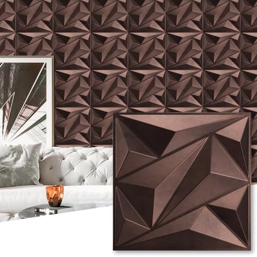 Art3dwallpanels Antique Copper 33 Pack 3D Wall Panels for Interior Decor, PVC Textured Wall Panels 12''x12'' Cover 32.Sq.Ft.Antique Copper - color: Antique Copper, size: 33 Pack