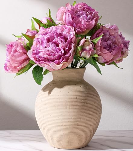 Ceramic Flower Vase Home Decor, 7.4 in Farmhouse Table Vases Retro Vintage Living Room Kitchen Bedroom Decoration Pottery Decorative Vases for Flowers House Shelf Office Desk Dining Entryway, Rustic - color: 7.4 in - Rustic