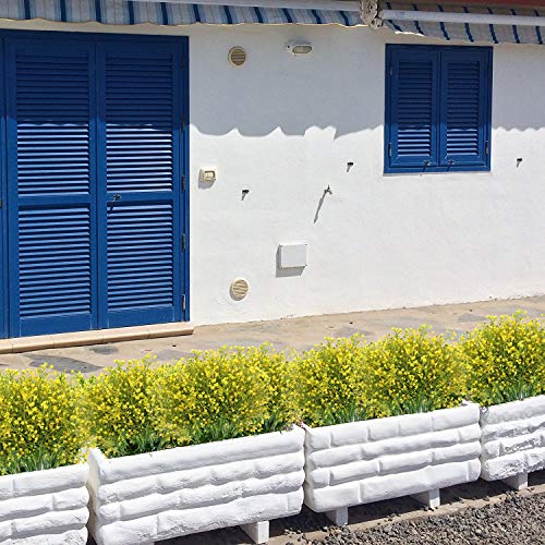 Artificial Plants, Plastic Shrubs Fake Simulation Bushes Wedding Outdoor Home Garden Verandah Parterre Office Table Centerpieces Arrangements Decoration DIY Planter Filler - Yellow 4 Pack - color: Bell Grass Yellow / 4pcs