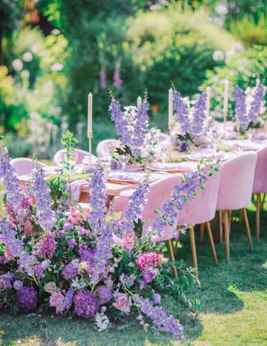 8PCS Purple Delphinium Artificial Flowers 33.5'' Faux Hyacinth Flowers Long Stem Silk Flowers for Tall Vase Home Wedding Table Decor(Light Purple) - color: Light Purple