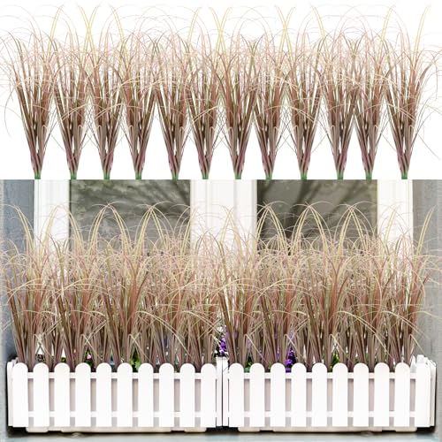 36Pcs Artificial Grass Plants, Faux Shrubs Wheat Grass, Artificial Tall Grass Fake Plants for Outdoor Decor,Artificial Greenery Stems Weed for Room Indoor Home Decor（Light Purple） - color: Light Purple, size: 36Pcs