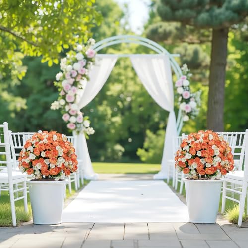 24" Artificial Potted Flowers Faux Orange Silk Peonies for Outdoor | Set of 2 UV Resistant Fake Outdoor Plants & Flowers in Cement Pots for Outside Front Porch Home Indoor Decor - color: Peach Blush, size: 24" Luxury Peony