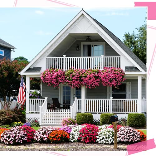 Wavwavw 6 Pcs Artificial Impatiens Bouquet Flowers for Outdoors 15 Inch Silk Flowers Greenery Artificial Impatiens for Outdoor Patio Lawn Garden Balcony Pot Hanging Basket Porch Decoration(Rose Red) - color: Rose Red