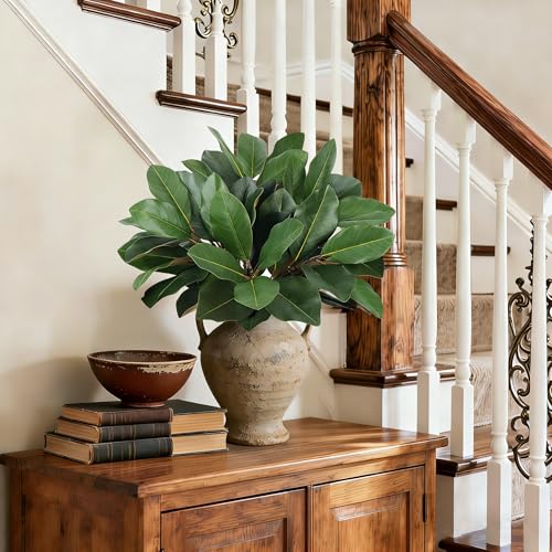 6 PCS 22" Magnolia Leaves Artificial Greenery Stems 3D Real Touch Faux Magnolia Branches Fake Bird of Paradise Decorative Plants for Vase Kitchen Office Table Home Decor - color: 6pcs Magnolia Leaves