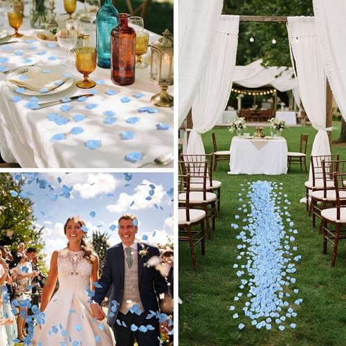 1000 Pcs Rose Petals Artificial Silk Flower Petals Romantic Decorations for Wedding Engagement Birthday Event Anniversary Party Backdrop Supplies Light Blue - color: Light Blue