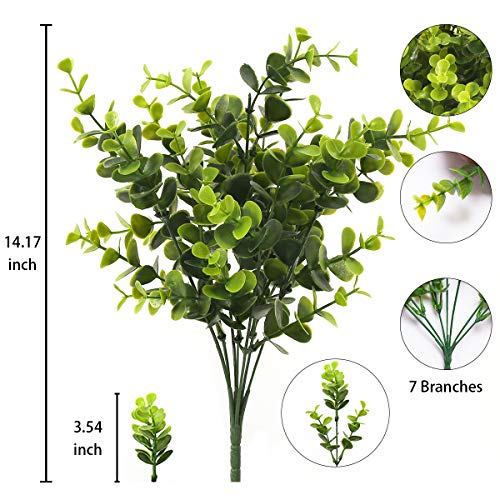 Artificial Flowers Outdoor,8 Bundles UV Resistant Fake Flowers,Outside Plastic Faux Flowers Greenery Shrubs Plants for Indoor Outdoor Planter Home Porch Decor(Green) - color: Green, size: 8 Bundles