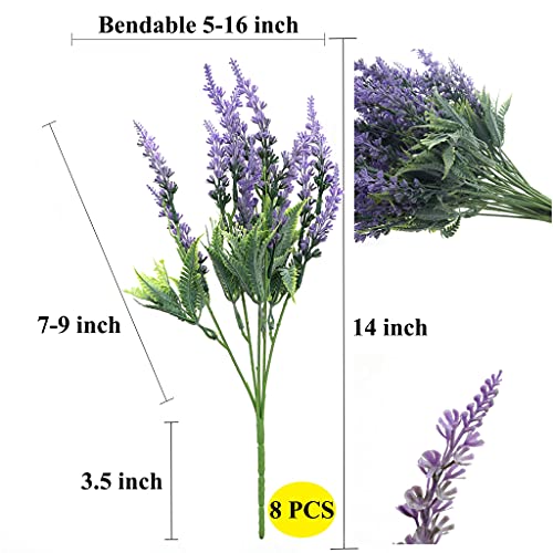 Grand Verde Lavender Artificial Flowers Bulk Stems Faux Purple Plants Real-Touch Bouquets DIY Home Decoration, 8pcs (Pack of 2) - size: 14 inches tall (Pack of 2)