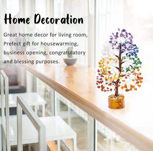 Crocon® 7 Chakra Tree of Life, Crystal Tree of Life - Gemstone Money Tree, Feng Shui Tree, Crystal Decoration, Artificial Tree, Spiritual Gift, Seven Chakra Tree, Healing Crystal Tree Gifts - color: 002 7 Chakra (Silver Wire)