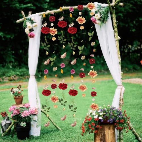 CITYES 2 Pcs Flower Garland for Backdrop Faux Silk Wildflower Garland Floral Vines 6ft Artificial Hanging Flowers Garlands Decorations for Home Garden Spring Summer Wedding Party Arch Wall Fall Decor - color: 2 Pcs-12 Ft