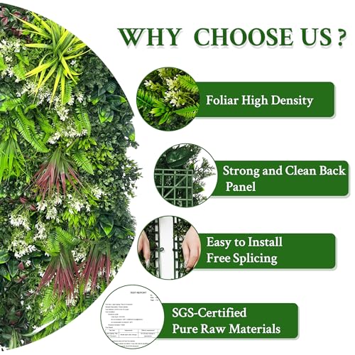 ODTORY Artificial Plant Wall Panels: 60"×120" UV-Anti Faux Grass Wall Backdrop Boxwood Ivy Fence Privacy Screen Fake Greenery Leaf Hedge for Outdoor,Indoor,Garden,Backyard and Home Decor - size: 60"x120" 1P