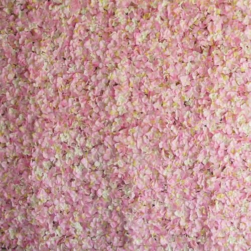 Tableclothsfactory 4 PCS Pink & Cream Silk Hydrangea Flower Mat Wall Wedding Event Decor for DIY Centerpiece Arrangement Party Decorations - color: Pink