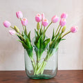 Artificial Tulips Flowers,Soft Touch Latex Bouquet, Fake Tulips,Spring Wedding Home Room Table Centerpiece Decor - color: 15pcs Baby Pink(no Vase)