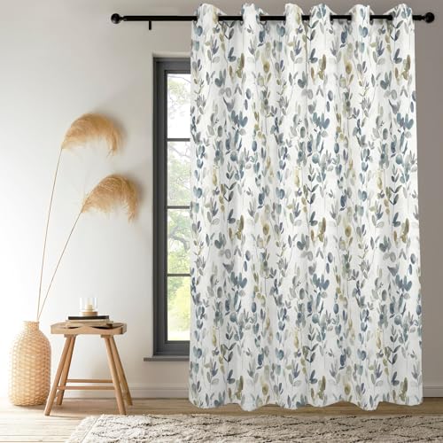 Renaiss Botanical Herbs Blackout Curtains, Vintage Eucalyptus Leaf Thermal Insulated Bedroom Window Curtains, Classical Gray Plants Window Curtains for Kitchen, 45" L x 29" W 2 Panel Set - color: Vine, size: 29"W x 45"L (Pack of 2)