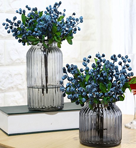 Fake Artificial Flowers California Berries Branches Picks Blueberry Fruit for Christmas Home Hotel Decorations (Blue 10 Pack) - color: Blue 10 Pack