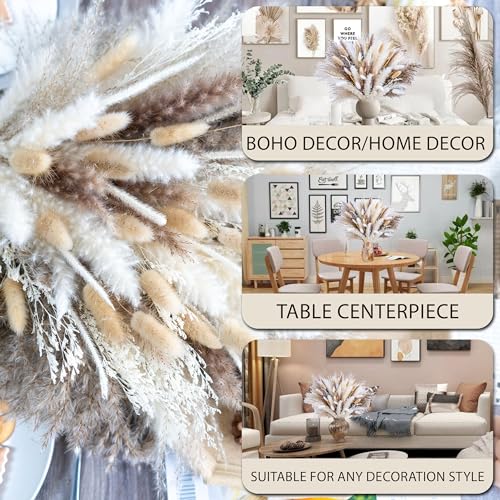 300PCS Natural Pampas Grass Decor Bouquet | Boho Dried Floral Arrangement Centerpiece Table Decor Wedding Decor Rustic Decor (300PCS) - size: 300PCS