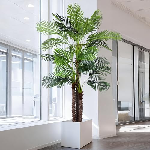 9FT Artificial Palm Tree - Tall Fake Palm Tree with 31 Lifelike Leaves & Realistic Trunk, 108" Large Faux Tropical Phoenix Palm Plant for Home Living Room Poolside Office Hotel Mall Decor - size: 9ft