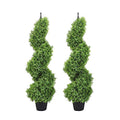 momoplant 35 Inch-3FT Artificial Boxwood Topiary Tree Spiral Plants Spiral Tree Fake Faux Plant Decor in Plastic Pot Green Indoor or Outdoor, Set of 2 - size: 36in