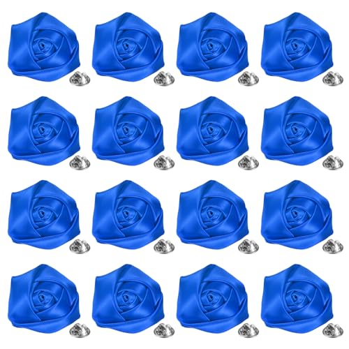 M METERXITY 16-Pack Lapel Pin for Men, Handmade Flower Brooch Button Pins for Men Suits, Formal Boutonnieres for Wedding/Groom/Corsage - color: Blue