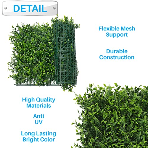 Patio Paradise Artificial Greenery Grass Wall Panels, 20"x20" (6pc) Faux Grass Boxwood Backdrop Fake Ivy Privacy Screen Green Hedge for Indoor Outdoor Décor, 9 3D Mixed - color: #9 3D Mixed, size: 20"x20"