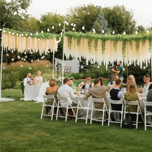 HUAHUA Artificial Wisteria Flowers, White Dense Artificial Fake Wisteria Vine Ratta Hanging Garland Silk Flowers String for Home Party Wedding Decor (24pcs Champagne) - color: 24pcs Champagne