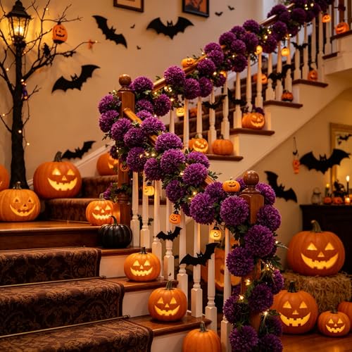 Kimura's Cabin 20Pcs Fake Chrysanthemum Flowers Artificial Silk Mums with Stem Ball Flowers for Halloween Bouquets Arrangement Home Party Table Centerpieces Decor Vase Fillers(Dark Purple) - color: Dark Purple
