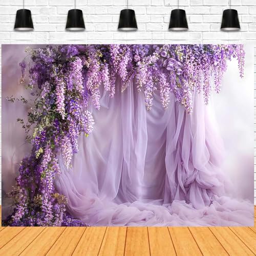 Purple Lavender Curtain Photography Background Lavenders Backdrops Curtain for Parties Backdrop Lavender Tulle Decor for Birthday Party Wedding Bridal Shower Floral Backdrop(Purple, 6x4feet) - color: Purple, size: 6x4feet