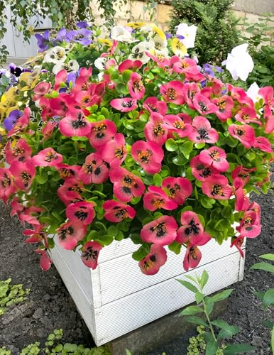 Artificial Flowers for Outdoors Fake Plants, 12pcs Fake Flowers Artificial Plants Outdoor UV Resistant,Silk Faux Flowers Shrubs Greenery Plants for Porch Garden Patio Window Box Decor - color: Fuchsia, size: 12