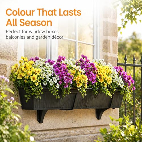 36PCS Artificial Flowers,Faux Pansy with Eucalyptus Leaves,Waterproof Fade-Resistant Bendable Stems,Mixed Colors Faux Flowers Outdoor Decor for Garden,Wedding,Party,Office,Patio,Hotel - size: 36PCS Mixed Colors