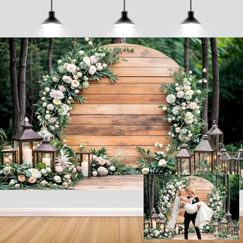 6X4ft Floral Wedding Photography Backdrop Vintage Wood Arch with White Pink Roses Bridal Newborn Birthday Party Decor Props for Studio Photo Shoots Anniversaries - color: Multi9, size: 6X4ft