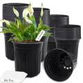 Qyyiguf 60 Pcs 1 Gallon Plant Nursery Pots,Plastic Pots with Drainage Holes,Garden Flower Container Seedling Pot with White Label for Planting,Cuttings,Transplanting,Home Garden(Black)