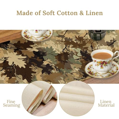 Camo Table Runner Forest Camouflage Hunting Themed Art Printed Burlap Runner for Home Kitchen Dining Table Living Room Decor Fabric 1 Panel W13xL36in - color: Camo-5, size: 13"W x 36"H
