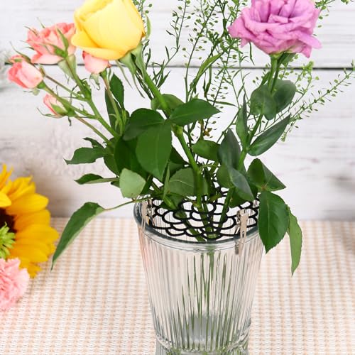 3 Pcs Metal Flower Frog for Vase, Blossom Grid Reusable Stainless Steel Floral Grid Flower Arrangement Holder, Fresh Flower Stems Bouquets Plant Fixation (Black) - color: Black
