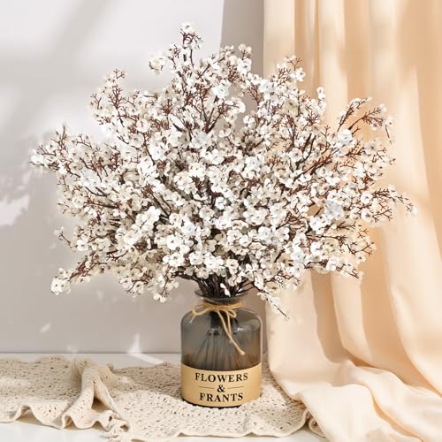 Waipfaru 6 Pcs Fake Flowers Babys Breath Silk, Real Touch White Artificial Flowers Bulk with Bendable Stems, White Faux Flowers Babys Breath for Spring Summer Wedding Valentine's Day Party Table Decor - color: White, size: 6pcs
