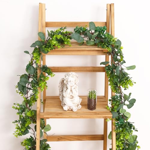 JPSOR 2pcs Artificial Eucalyptus Garland Total 13.2ft Greenery Garland Fake Eucalyptus Leaves for Wedding Arch Farmhouse Mantle Table Runner Centerpiece Home Party Decor - size: 2pcs of vines