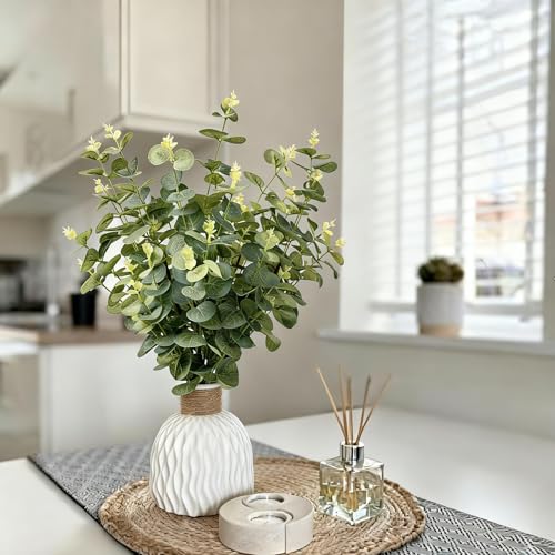 27 Inch Artificial Eucalyptus Stems, 6PCS Tall Faux Greenery Branches for Large Floor Vase, Tall Vase Decor, Silver Dollar Eucalyptus Leaves for Wedding Arch, Centerpiece and Home Decoration - color: Grey Green, size: 27" 6 Pcs