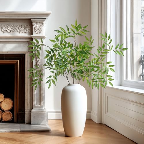 Fake Plants 32.3In Faux Bamboo Leaves Stems Artificial Greenery Stems Artificial Branches for Vase Faux Branches for Vase Fake Green Plants Suitable for DIY Home Office Dining Room Decor 4PCS - color: Green-zyj4