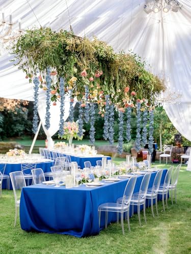 12PCS Dusty Blue Wisteria Hanging Flowers 6.4FT Artificial Hanging Wisteria Flowers for Decoration for Wedding Arch, Backdrop, Garden Party Decor (Dusty Blue) - color: Dusty Blue