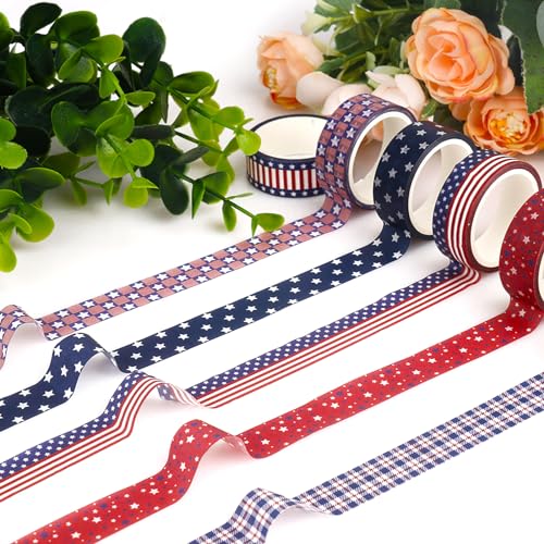 20 Rolls Washi Tape for Independence Day Patriotic Red Washi Tape Supplies Washi Stickers with July 4th Making Tape Craft Gifts for Kids DIY in Paper - style: Independence Day